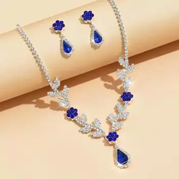 BLINGBAY Женский комплект украшений Милые романтические свадебные аксессуары Стразы Нежные серьги и ожерелье Комплект женских современных украшений Подарок
