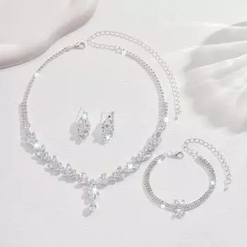 BLINGBAY Женский комплект украшений Милые романтические свадебные аксессуары Стразы Элегантное ожерелье Серьги Браслет Комплект Женские украшения Fairycore
