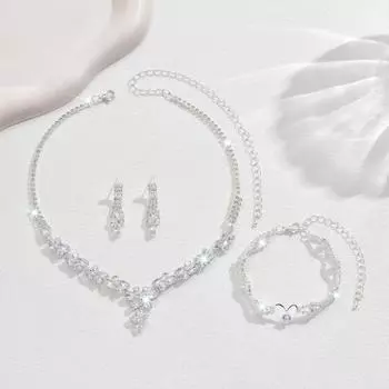 BLINGBAY Женский комплект украшений Милые романтические свадебные аксессуары Стразы Элегантный браслет Ожерелье Серьги Комплект женских модных украшений Подарок