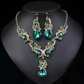 BLINGBAY Женский комплект украшений: ожерелье, серьги, элегантный винтажный, романтический, великолепный, очаровательный, свадебное платье, аксессуары, драгоценные камни, ювелирные изделия красный