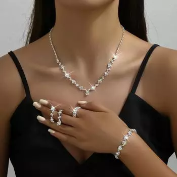 BLINGBAY женский комплект ювелирных изделий, милые модные свадебные аксессуары, серьги, ожерелье, браслет, милый романтический комплект, современные ювелирные изделия, подарок