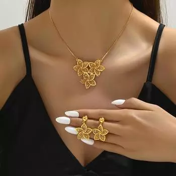 BLINGBAY женский комплект ювелирных изделий, милые романтические модные свадебные аксессуары, серьги, подвеска с цветком, комплект ожерелья для девочек, современные ювелирные изделия, подарок