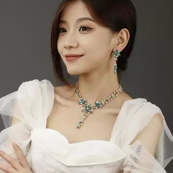 BLINGBAY женский комплект ювелирных изделий с милыми стразами, романтические модные свадебные аксессуары, серьги, ожерелье, комплект для девочек, современные ювелирные изделия, подарок