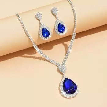BLINGBAY Женский комплект ювелирных изделий Винтаж Романтичные свадебные аксессуары Стразы Элегантный комплект ожерелья и серег Женский современный подарок на ювелирные изделия