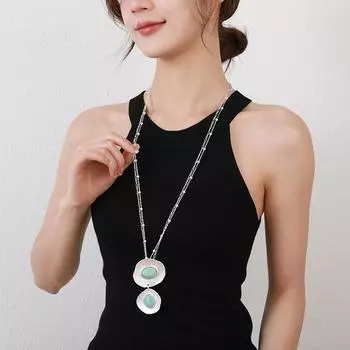 BLINGBAY женское ожерелье с подвеской, длинное ожерелье из металла, Высококачественная модная универсальная цепочка для свитера, ожерелье для девочек, ювелирные изделия на день рождения, подарок серебряный