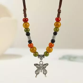 BLINGBAY женское ожерелье с подвеской, китайское ретро литературное керамическое ожерелье, женское этническое ожерелье с длинной кисточкой, свитер-цепочка, аксессуары, ювелирные изделия, подарок