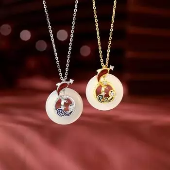 BLINGBAY женское ожерелье с подвеской, новый кулон из нефрита Hetian, новый китайский стиль, ретро-цепочка для свитера, аксессуары для девочек, ювелирные изделия на день рождения, подарок