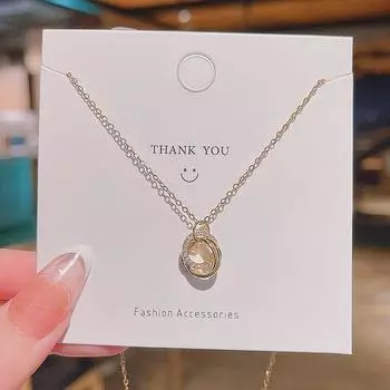 BLINGBAY женское ожерелье с подвеской в виде двойного круга, ожерелье из титановой стали, темпераментное модное модное украшение для девочек, вечерние украшения на день рождения, подарок