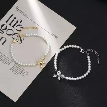 BLINGBY женский браслет осень-зима новый циркон элегантные ручные украшения браслет с бантом легкий роскошный жемчуг ручные украшения подарок для девочек