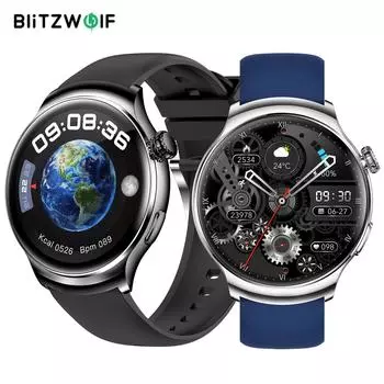BlitzWolf BW-AT4 1,52-дюймовый AMOLED HD 3D изогнутый экран Мониторинг здоровья Голосовой помощник Bluetooth Вызов Мультиспортивные режимы Умные часы - черный