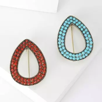 Ближневосточная турецкая брошь в виде капли синего цвета, булавка из сплава в богемном стиле с геометрическим узором