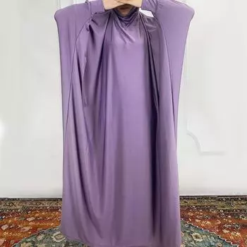 Ближневосточный цельный арабский халат с капюшоном и рукавами «летучая мышь», однотонный, большой размер One Size розы красного