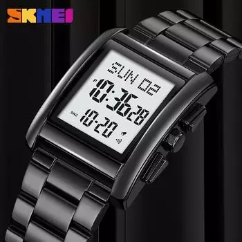 Ближний Восток популярный момент красота электронные часы бизнес стальной ремень часы многофункциональные водонепроницаемые электронные часы серебряный