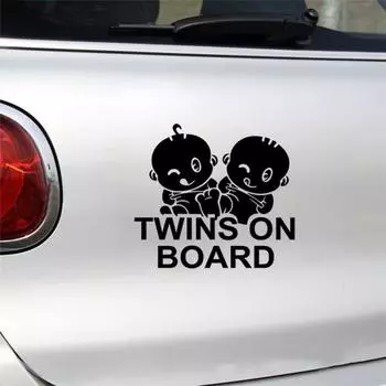 Близнецы на борту, водонепроницаемая наклейка для стайлинга автомобиля, наклейка, украшение для окон автомобиля белый