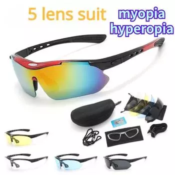 Близорукость Дальнозоркость Очки Съемные 5 UV400 Линзы Костюм На Открытом Воздухе Спорт Шоссейный Велоспорт Велосипед Езда На Велосипеде Солнцезащитные Очки Очки Для Рыболовства Flat light 0