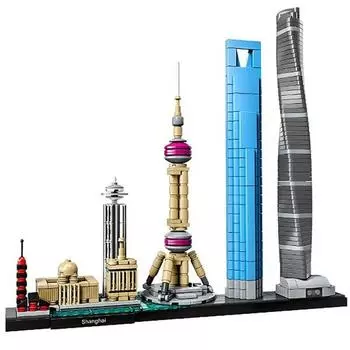 [Блочная архитектура, совместимая с LEGO Real Night] QZ Китай Шанхай Город QZ Всемирная достопримечательность Строительный блок, микс