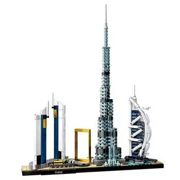 [Блочная архитектура, совместимая с Real Night-Lego] QZ Dubai City QZ World Landmark Building Block, Mix