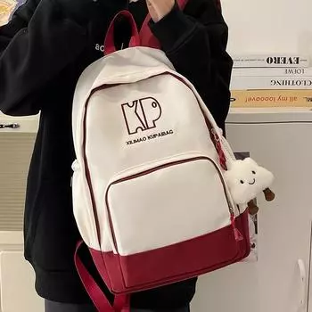 Блочный цветной школьный рюкзак, женский пригородный рюкзак, большой вместительный рюкзак для школьников младших и старших классов красный