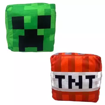 block BIG stuffed set of official goods Cube-shaped toy, 2, approx. 24cm, (Creeper & TNT)