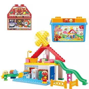 Blocklabo Block Lab Anpanman Bread Factory и Slide Home Block Bucket Winter 2024 Anpanman Christmas Рекомендуется для детей от 3 лет и старше [BANDAI] (Бонус