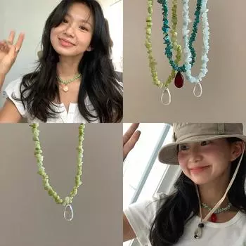 Блоггер Неправильный Цвет Натуральный Камень Бусины Капли Воды Ожерелье Женская Цепочка на Ключицу Цепочка