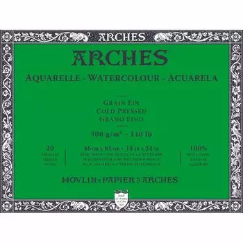 Блок акварельной бумаги Arches 300 г Зерно 46X61 см 20 листов Натуральный белый (1795064)