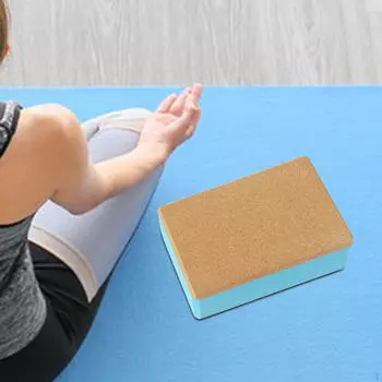 Блок для йоги из пробки EVA, двухсторонняя опора высокой плотности и аксессуар для домашнего использования в спортзале светло-синий