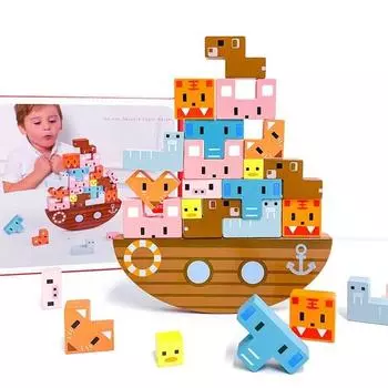 Блок-головоломка K&B Animal Balance Tetris Jenga Укрепляет баланс и концентрацию, смешивает цвета