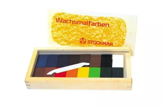 Блок мелков Stockmar Beeswax 16 цветов в деревянной коробке ST35502