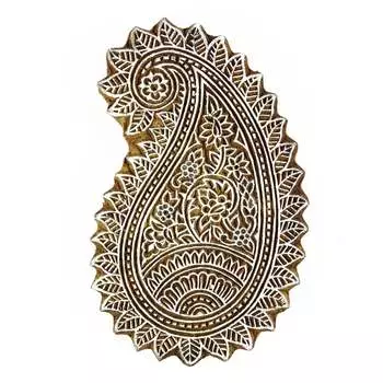 Блок печати штемпеля Пейсли Брауна ручной работы деревянный блок штемпеля ткани 6.5 x 4 Inches коричневый