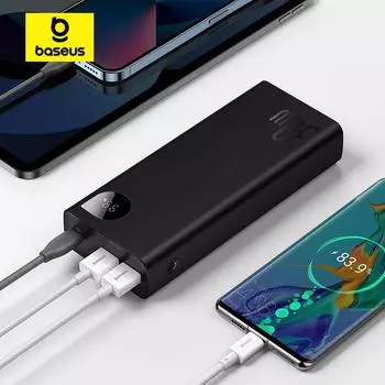 Блок питания Baseus Adaman с металлическим цифровым дисплеем и быстрой зарядкой 20000 мАч 30 Вт