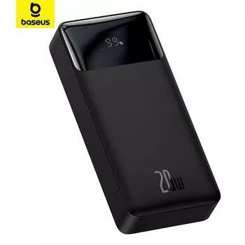 Блок питания Baseus Bipow с цифровым дисплеем и быстрой зарядкой 20000–30000 мАч, 20 Вт для Xiaomi, iPhone, Huawei, Samsung capacity: 10000mAh белый