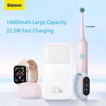 Блок питания Baseus Comet Series с двойным кабелем и цифровым дисплеем, быстрая зарядка, 10000 мАч, 22,5 Вт