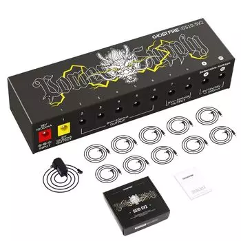 Блок питания для эффектора GHOSTFIRE, 10-канальный, защита от короткого замыкания постоянного тока для гитарного эффектора, низкий уровень шума с кабелем 9 В/12 В/18 В GS10-SV2
