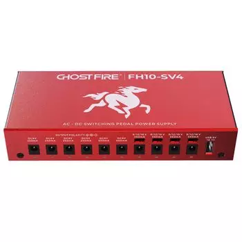 Блок питания для эффектора GHOSTFIRE, 10 каналов, постоянный ток 9 В, 12 В, 18 В, кабель для гитарного эффектора с портом USB, малошумящий блок питания для эффектора (FH10-SV4)