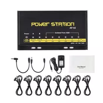 Блок питания гитарной педали, 8 выходов постоянного тока для плат педалей эффектов 9 В/12 В/18 В, коробка электростанции, вилка стандарта США EU Plug чёрный