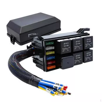 Блок предохранителей, реле, 6 слотов, держатель Atc/ato, сменный блок премиум-класса с предварительной проводкой и 12V 4Pin