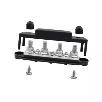 Блок распределения питания, клемма шинопровода, 4 поста, 6 каналов, с крышкой Black M10 3 8 Studs