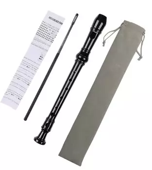 Блокфлейта-сопрано Cobalt Planet в немецком стиле, тон C, палочка для чистки, чехол из ткани (черный)