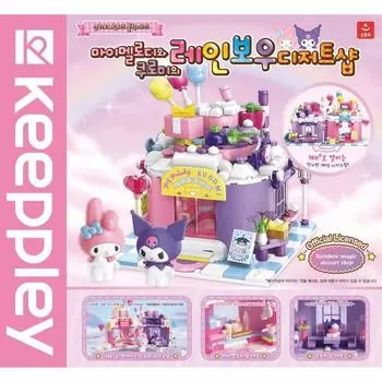 Блоки Sanrio My Melody и Kuromi s Rainbow Dessert Shop, разноцветные популярные корейские игрушки
