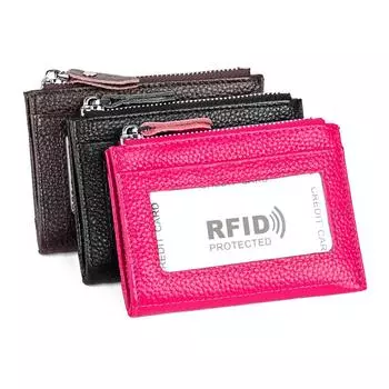 Блокировка подлинной кожи кредитной карты держатель безопасности дорожный кошелек