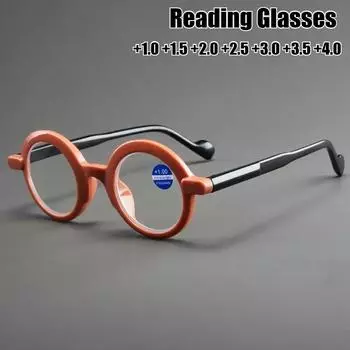Блокировка синего света пресбиопия телескоп высокой четкости ретро круглые очки для чтения мужские и женские компьютерные очки +1.0 фиолетовый