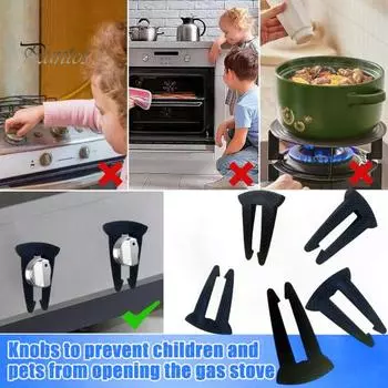 Блокировки ручек газовой плиты, защитные чехлы для детей, термостойкие, защищенные от детей и животных, замки для духовки, простая установка, защита от случайного прикосновения, защита ручки управления плитой 1pc