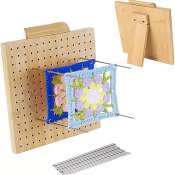 Блокировочная доска для вязания крючком с 15 спицами для вязания наборов «бабушкины квадраты» 19.5*19.5*2cm