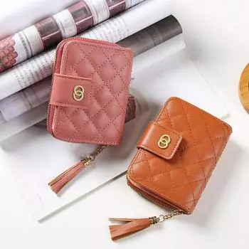 Блокирующий кошелек для кредитных карт на молнии женский мягкий кожаный клатч маленький Rfid новый чёрный