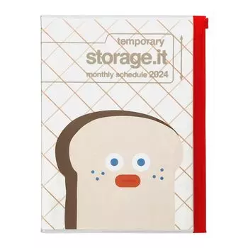 Блокнот 2024 Планировщик, начиная с декабря 2023 г. Ежемесячный блок A5 Точный размер для хранения Brother Recycled PVC Toast MARK S It/Brunch 24WDR-H05-A