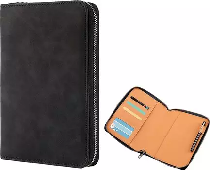 Блокнот BetterJonny A5 с застежкой-молнией и обложкой для периодического блокнота с YKK PU-календарем, карточкой для рук, в комплект входит ручка-расписание для людей, у которых есть привычка чёрный