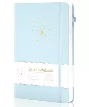 Блокнот CAGIE, стильный блокнот формата А5 в твердом переплете, симпатичный, 8 мм, классический блокнот в линейку, деловой блокнот x 21 см с держателем для ручки, синий, 14,5 см