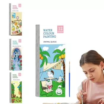 Блокнот для акварельной живописи | Портативный блокнот для акварельной живописи | Миниатюрный блокнот для акварельной живописи, симпатичная карманная книга для акварельной живописи в дорогу One Size