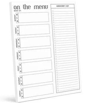 Блокнот для еженедельного планирования питания Inkdotpot 7 дюймов x 10, магнитный блокнот для планирования питания «Кухенное меню» с отрывными листами S-54 для бакалейных товаров 7x10 Inches белый